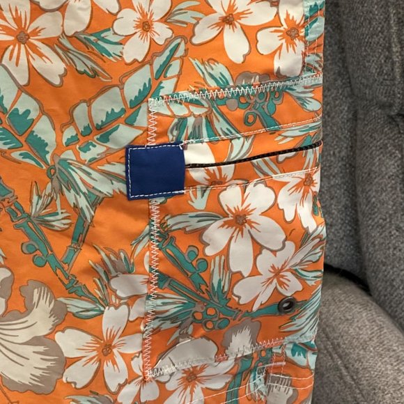 Lands' End Swim Trunks Men Large 36 38 Floral Hawaiian Tropical Bamboo Palm Leaf - Picture 5 of 12